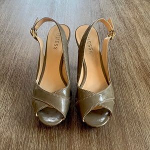 Olive green GUESS sling back heels